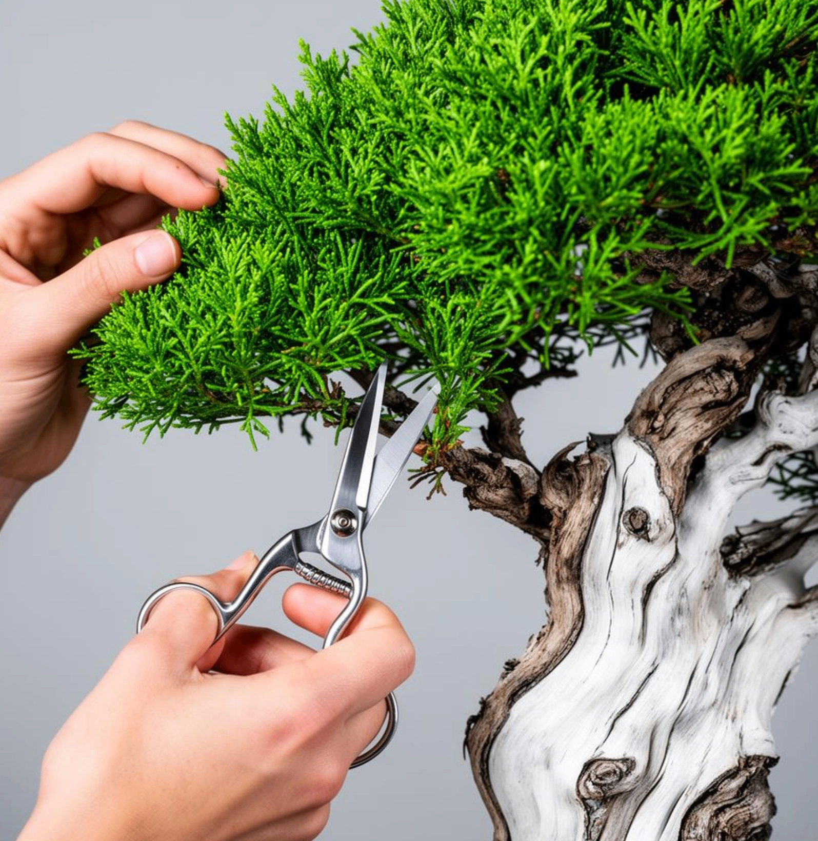 Pinus parviflora Bonsai wird mit japanischem Werkzeug von Hand geschnitten bei Bonsai.org
