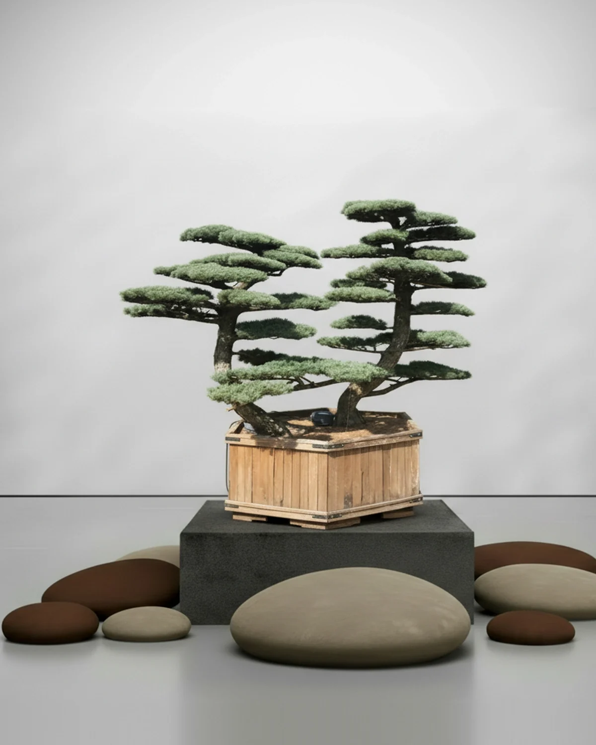 Gartenbonsai kaufen: Pinus parviflora Nr. 3 – japanische Mädchenkiefer mit ruhiger Wolkenschichtung für moderne Terrassen