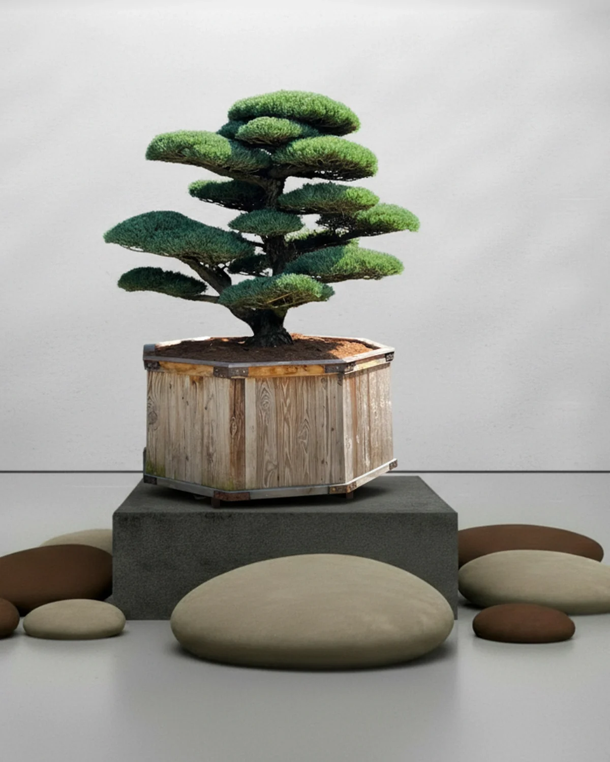 Gartenbonsai kaufen: Pinus parviflora Nr. 5 – Formgehölz mit hoher, aufrechter Silhouette als Akzent am Hauseingang