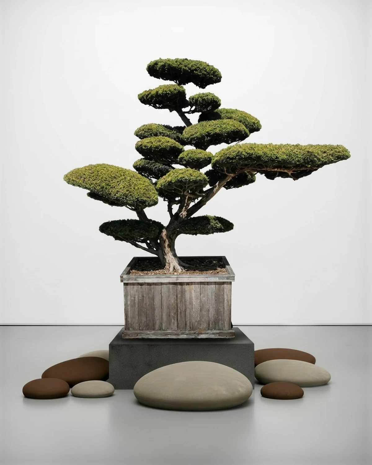 Gartenbonsai kaufen: Taxus cuspidata Nr. 6 – flach aufgebaute japanische Eibe für Terrassen und Dachgärten